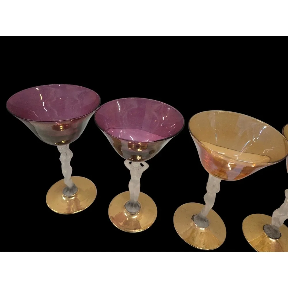 6 RARE VINTAGE AUTHENTIC BAYEL BACCHANTE COLORED GLASSES